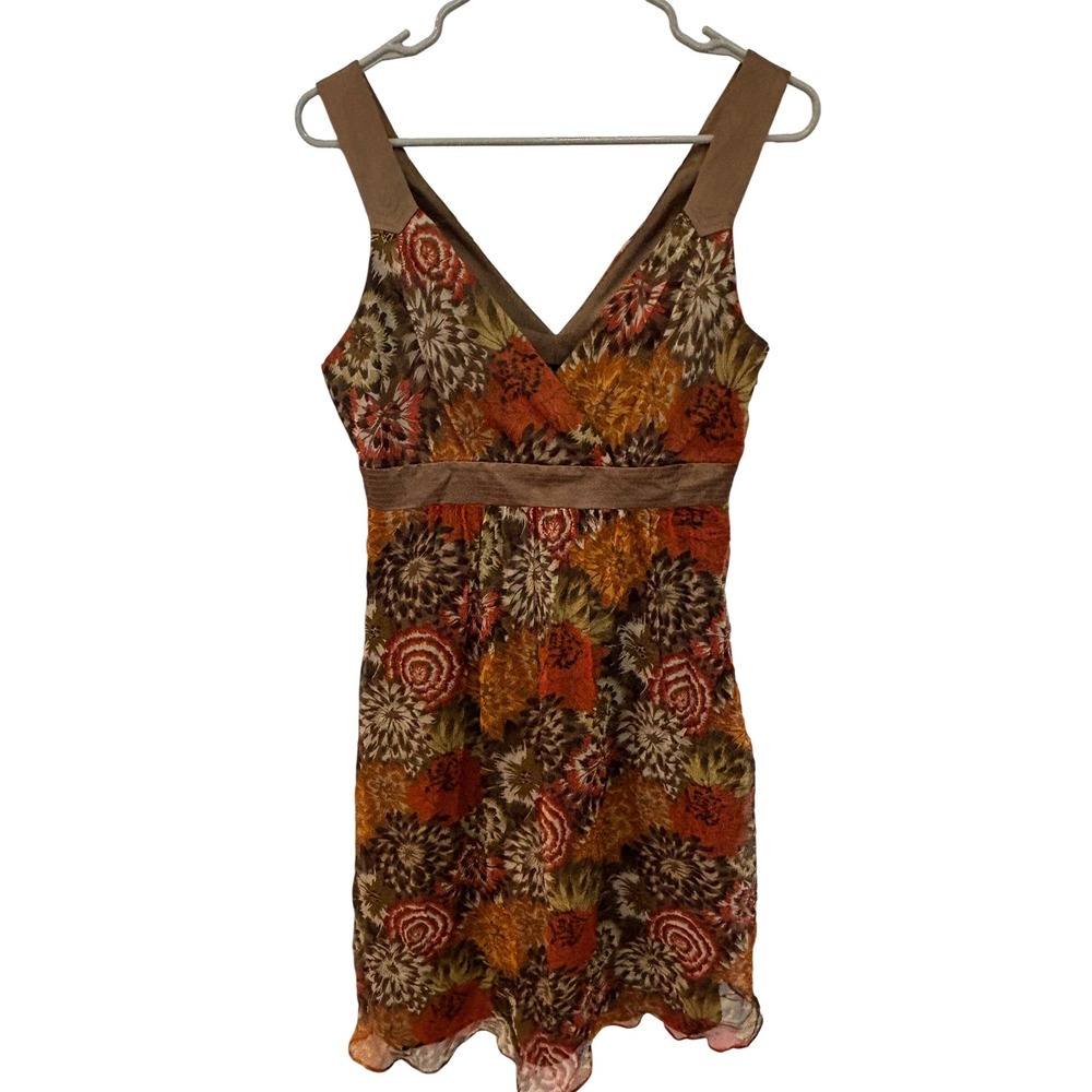 Laundry by Shelli‎ Segal Floral Mini Dress Silk Blend Brown Orange Size 6
NWT